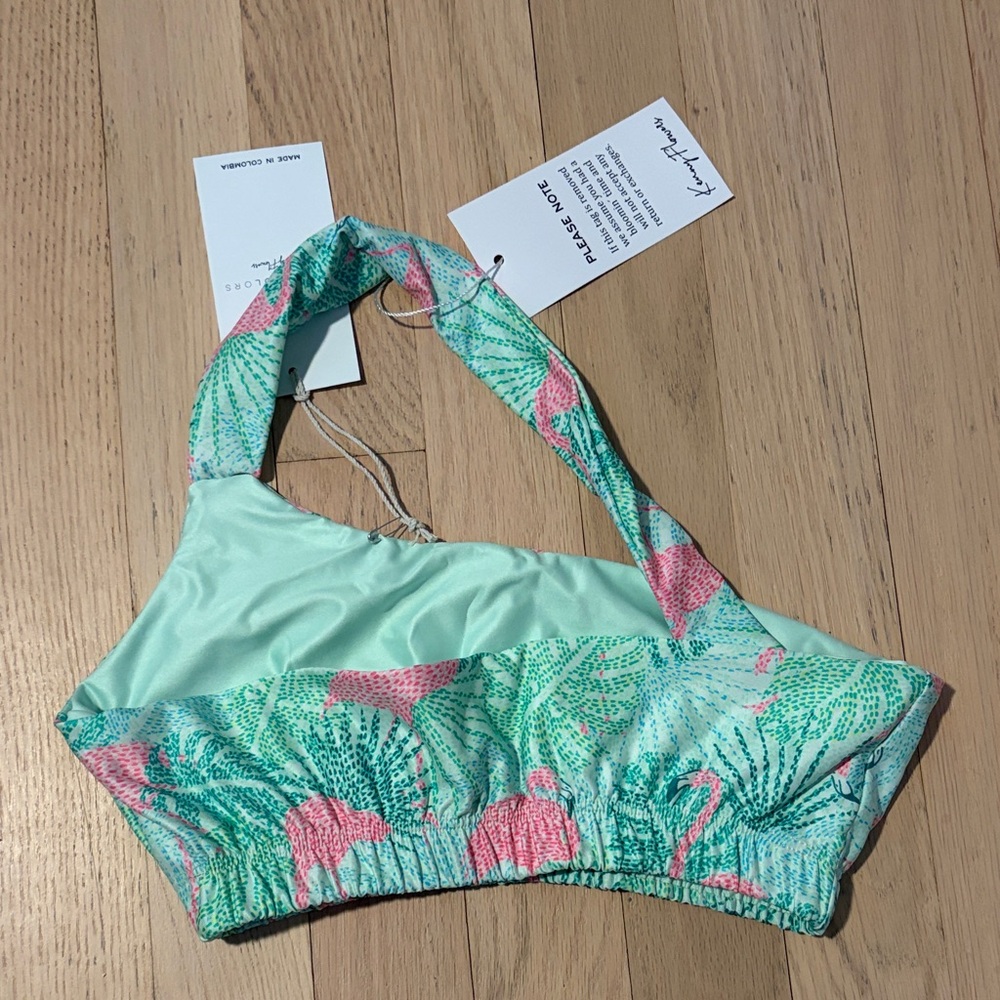 Kenny Flowers Mint and Pink Flamingo Bikini Top - Picture 2 of 5